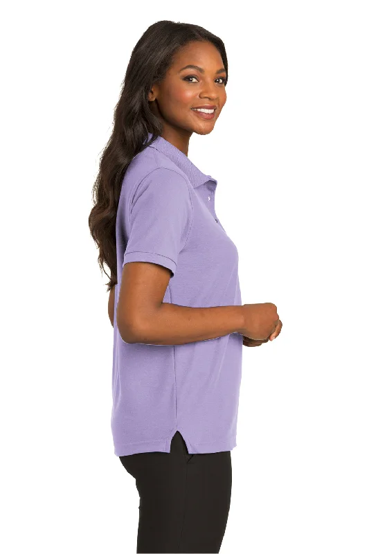 Port Authority Womens Silk Touch Wrinkle Resistant Short Sleeve Polo Shirt - Bright Lavender Purple