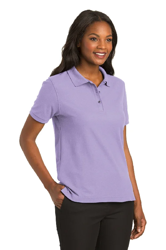 Port Authority Womens Silk Touch Wrinkle Resistant Short Sleeve Polo Shirt - Bright Lavender Purple