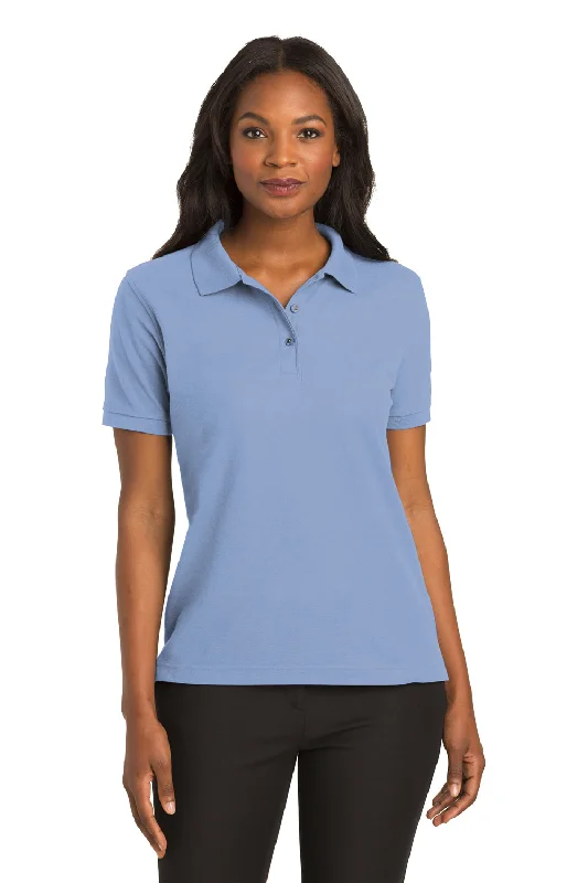 Port Authority Womens Silk Touch Wrinkle Resistant Short Sleeve Polo Shirt - Light Blue