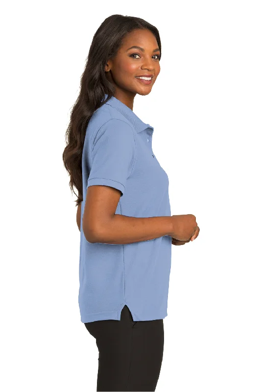 Port Authority Womens Silk Touch Wrinkle Resistant Short Sleeve Polo Shirt - Light Blue