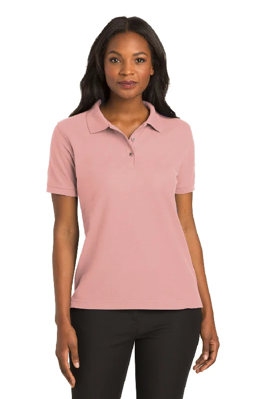 Port Authority Womens Silk Touch Wrinkle Resistant Short Sleeve Polo Shirt - Light Pink