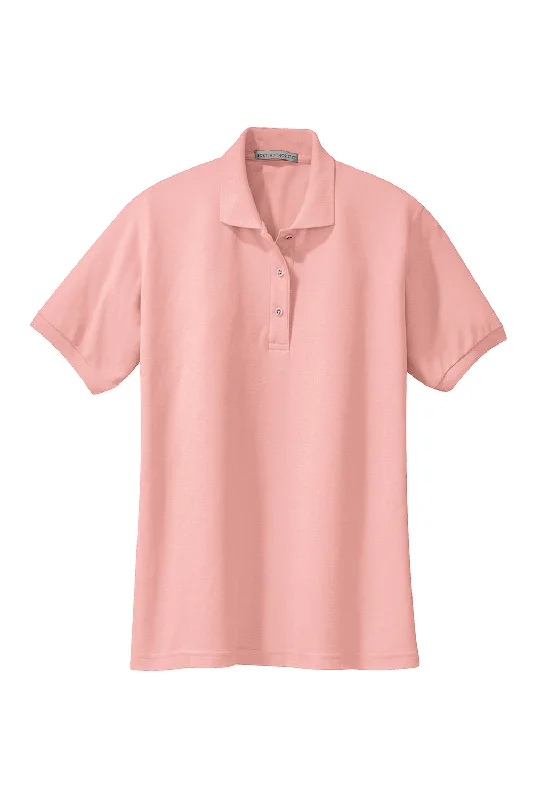 Port Authority Womens Silk Touch Wrinkle Resistant Short Sleeve Polo Shirt - Light Pink