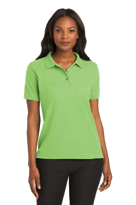 Port Authority Womens Silk Touch Wrinkle Resistant Short Sleeve Polo Shirt - Lime Green