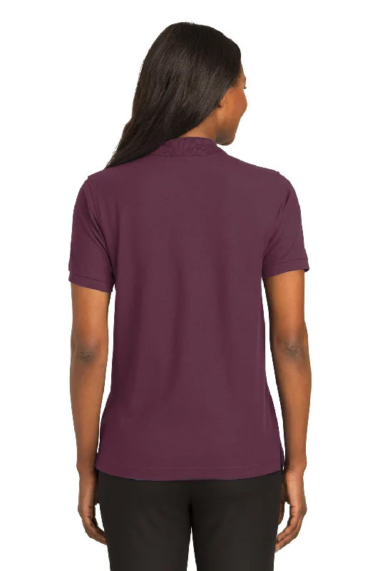 Port Authority Womens Silk Touch Wrinkle Resistant Short Sleeve Polo Shirt - Maroon