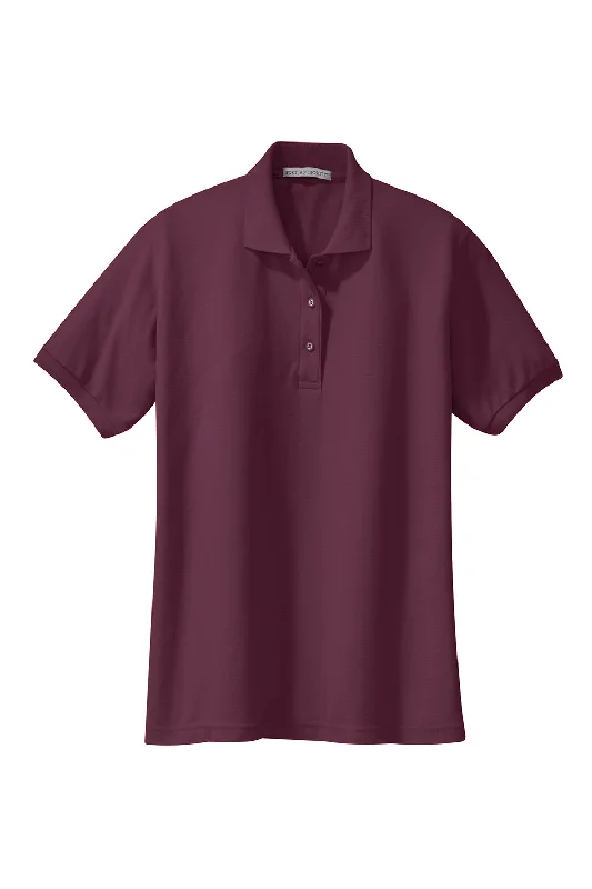 Port Authority Womens Silk Touch Wrinkle Resistant Short Sleeve Polo Shirt - Maroon