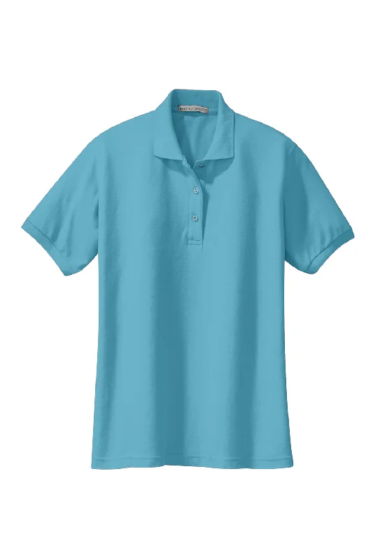 Port Authority Womens Silk Touch Wrinkle Resistant Short Sleeve Polo Shirt - Maui Blue