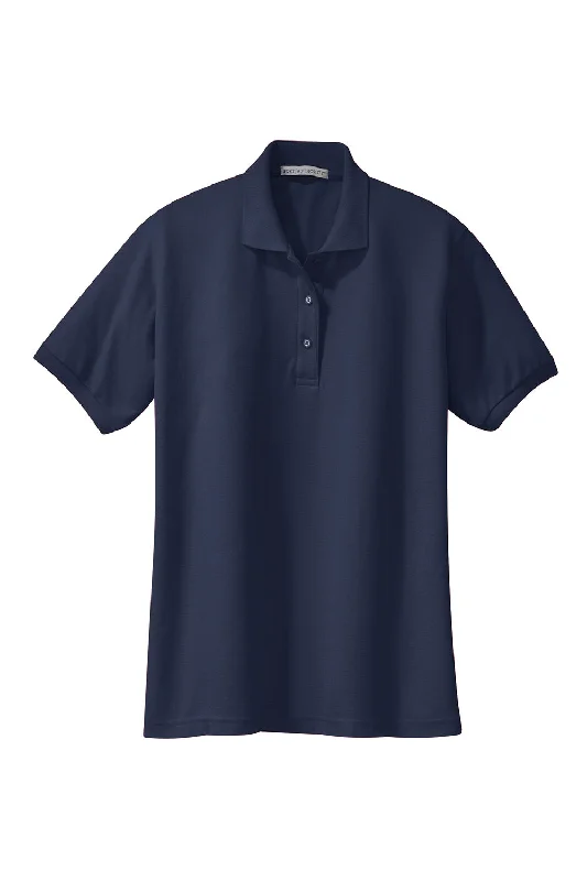 Port Authority Womens Silk Touch Wrinkle Resistant Short Sleeve Polo Shirt - Navy Blue