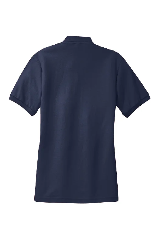 Port Authority Womens Silk Touch Wrinkle Resistant Short Sleeve Polo Shirt - Navy Blue