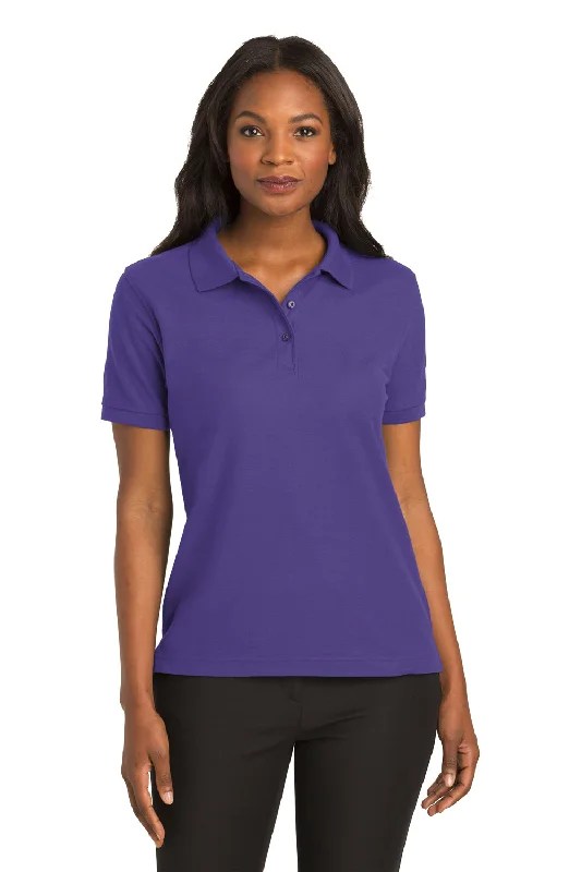 Port Authority Womens Silk Touch Wrinkle Resistant Short Sleeve Polo Shirt - Purple