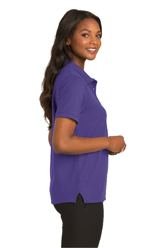 Port Authority Womens Silk Touch Wrinkle Resistant Short Sleeve Polo Shirt - Purple