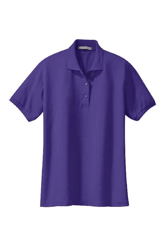 Port Authority Womens Silk Touch Wrinkle Resistant Short Sleeve Polo Shirt - Purple