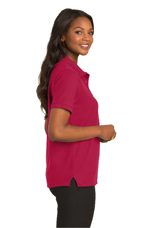 Port Authority Womens Silk Touch Wrinkle Resistant Short Sleeve Polo Shirt - Red