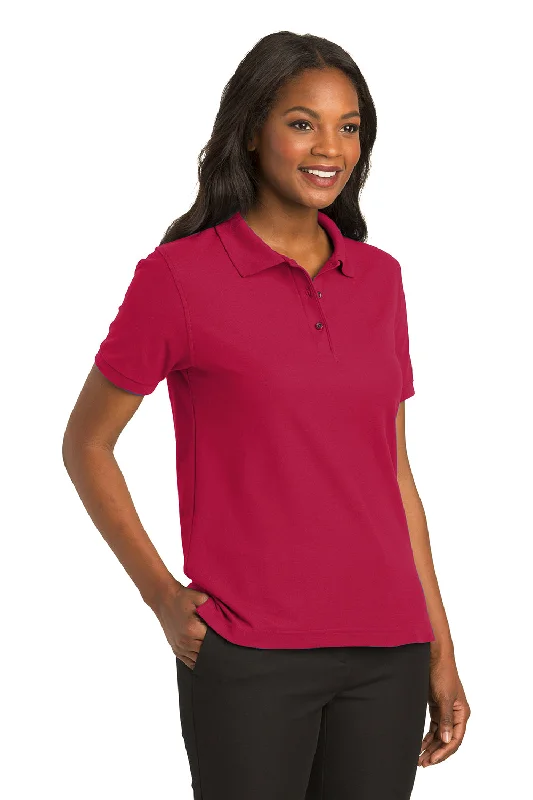 Port Authority Womens Silk Touch Wrinkle Resistant Short Sleeve Polo Shirt - Red