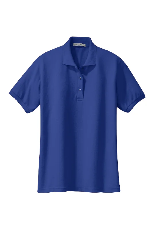 Port Authority Womens Silk Touch Wrinkle Resistant Short Sleeve Polo Shirt - Royal Blue