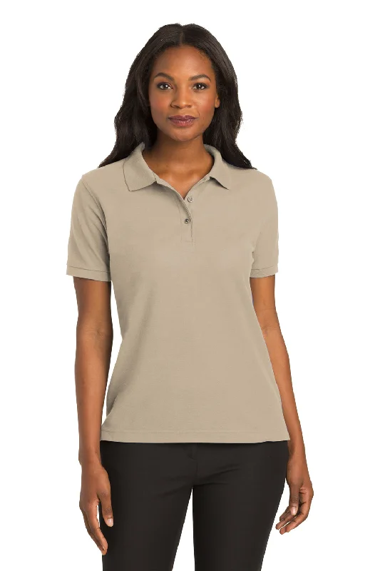 Port Authority Womens Silk Touch Wrinkle Resistant Short Sleeve Polo Shirt - Stone