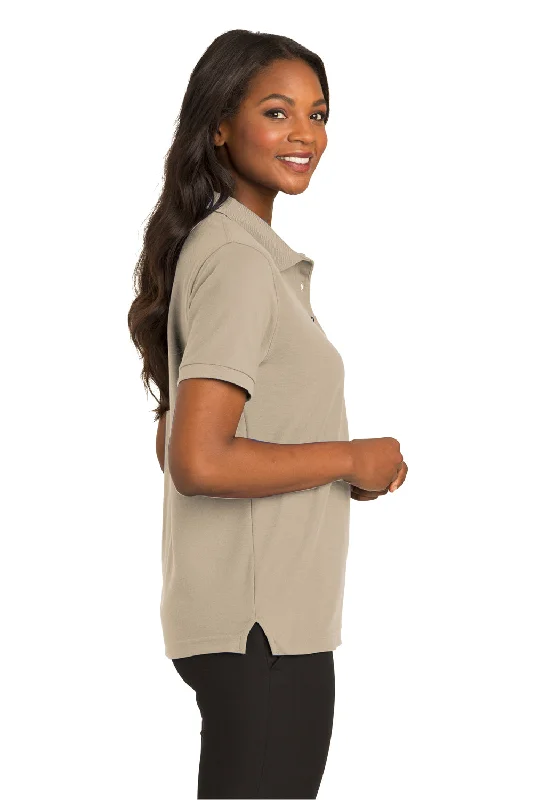 Port Authority Womens Silk Touch Wrinkle Resistant Short Sleeve Polo Shirt - Stone