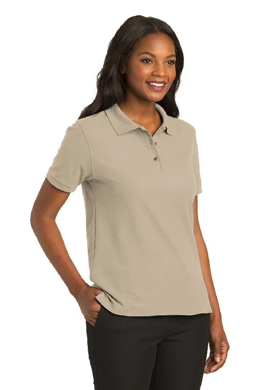 Port Authority Womens Silk Touch Wrinkle Resistant Short Sleeve Polo Shirt - Stone