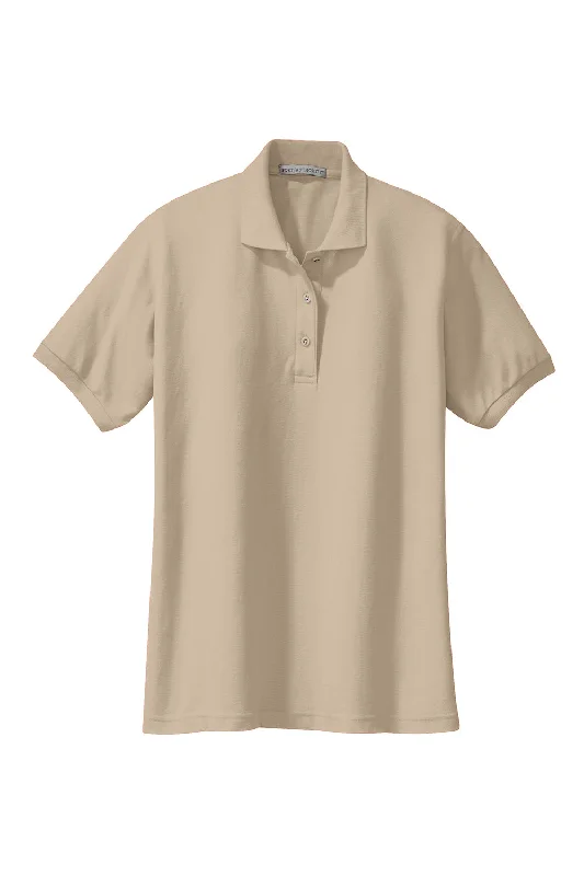 Port Authority Womens Silk Touch Wrinkle Resistant Short Sleeve Polo Shirt - Stone