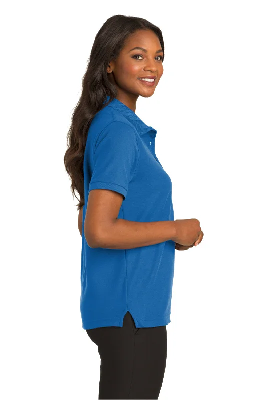 Port Authority Womens Silk Touch Wrinkle Resistant Short Sleeve Polo Shirt - Strong Blue