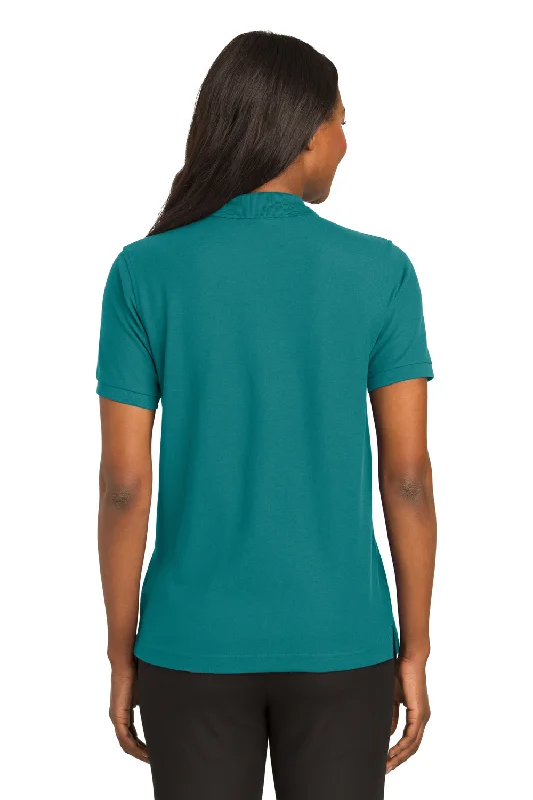 Port Authority Womens Silk Touch Wrinkle Resistant Short Sleeve Polo Shirt - Teal Green