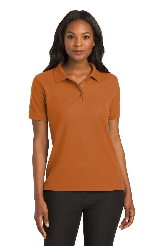 Port Authority Womens Silk Touch Wrinkle Resistant Short Sleeve Polo Shirt - Texas Orange