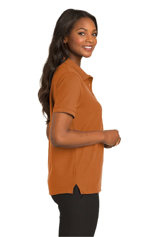 Port Authority Womens Silk Touch Wrinkle Resistant Short Sleeve Polo Shirt - Texas Orange