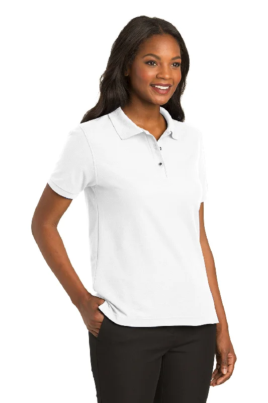 Port Authority Womens Silk Touch Wrinkle Resistant Short Sleeve Polo Shirt - White