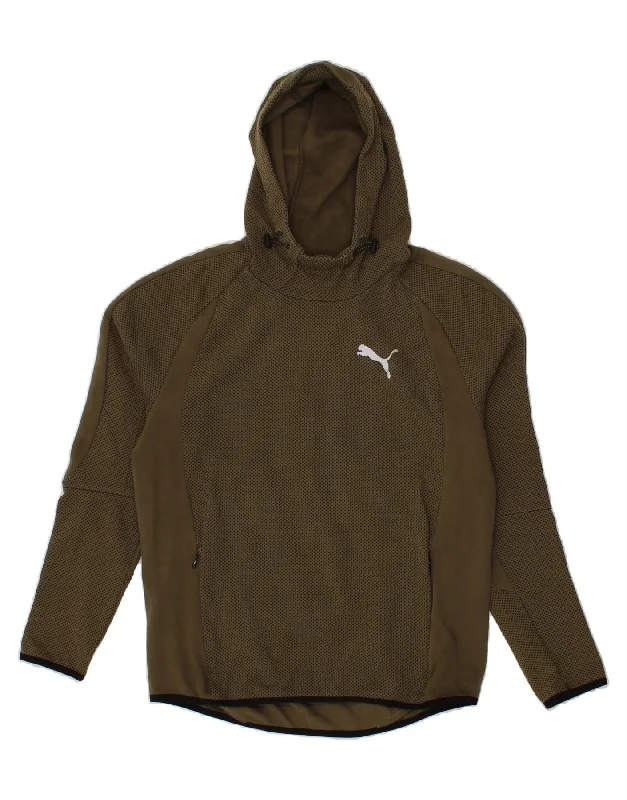 PUMA Mens Hoodie Jumper Medium Khaki Cotton