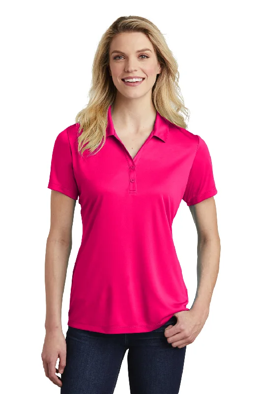 Sport-Tek Womens Competitor Moisture Wicking Short Sleeve Polo Shirt - Raspberry Pink