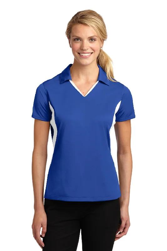 Sport-Tek Womens Sport-Wick Moisture Wicking Short Sleeve Polo Shirt - True Royal Blue/White