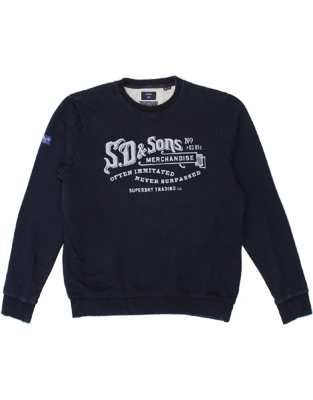 SUPERDRY Mens Graphic Sweatshirt Jumper XL Navy Blue Cotton