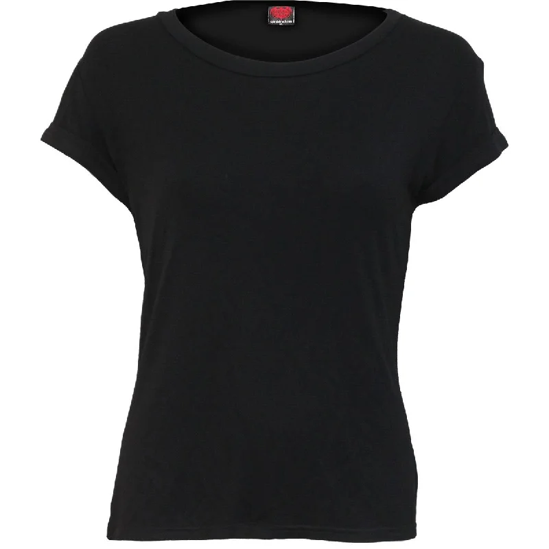 URBAN FASHION - Boatneck Cap Sleeve Top Black