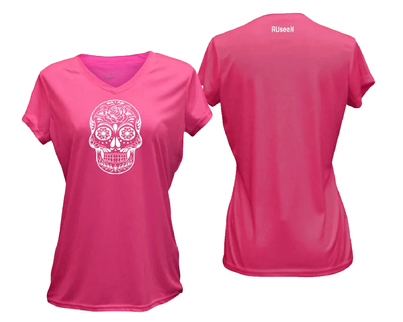 Women's Reflective Short Sleeve Shirt - Calavera