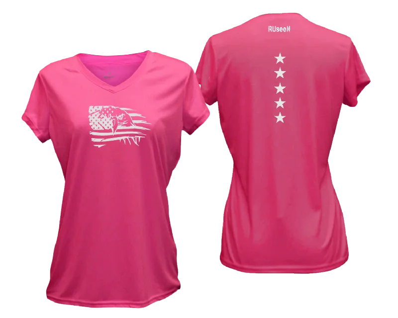 Women's Reflective Short Sleeve Shirt - Eagle Flag