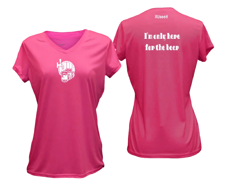 Women's Reflective Short Sleeve Shirt - I'm Only Here For The Beer