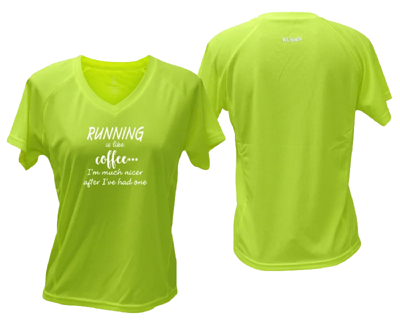 Women's Reflective Short Sleeve Shirt - Running is Like Coffee