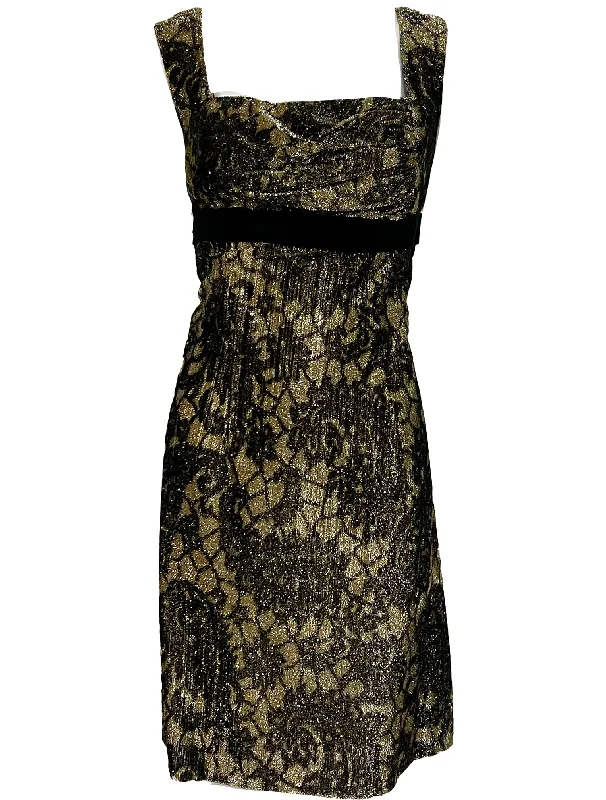 60s John Artibello Gold and Black Eyelash Party Dress Tunics Gym athletic