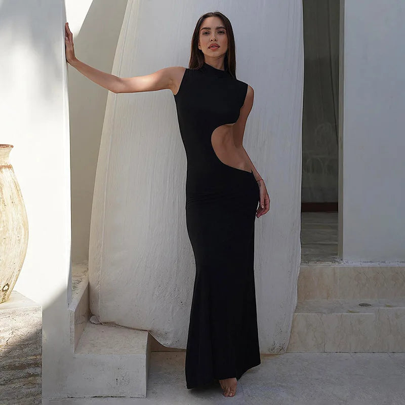 2024 Sleeveless Bodycon Maxi Evening Party Dress Cut Out Dresses Sequined Elegant Party