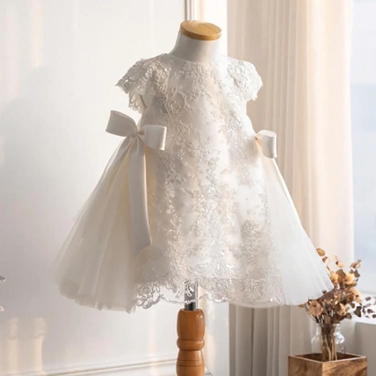 Baptism Dresses Baby Girl Birthday Party Dress Summer White Flower Girl Dress Tunics Polka dots