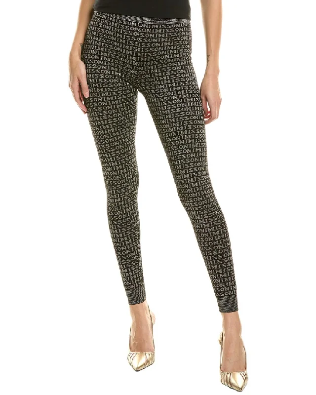 M Missoni Wool-Blend Legging Elegant Stretchy Faux Leather Leggings